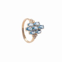Δακτυλίδι Κ14 blue topaz